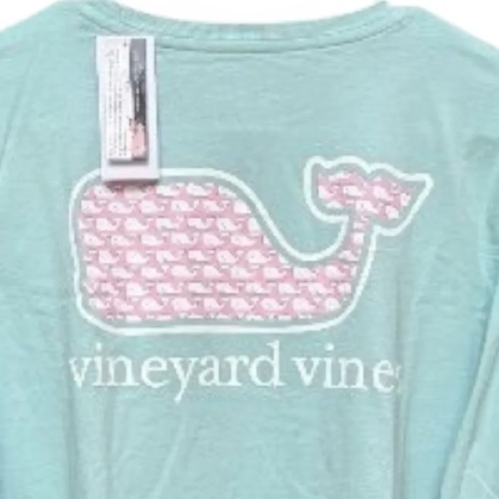 Women’s Vineyard Vines Aqua Haze Long Sleeve Pocket Tee. - Picture 3 of 3